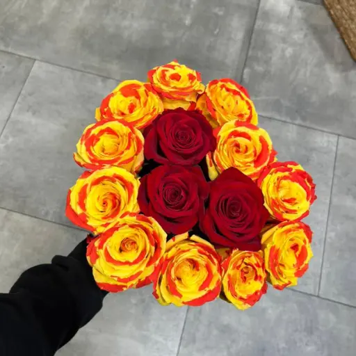 Pote corazon rosas bicolores pintadas